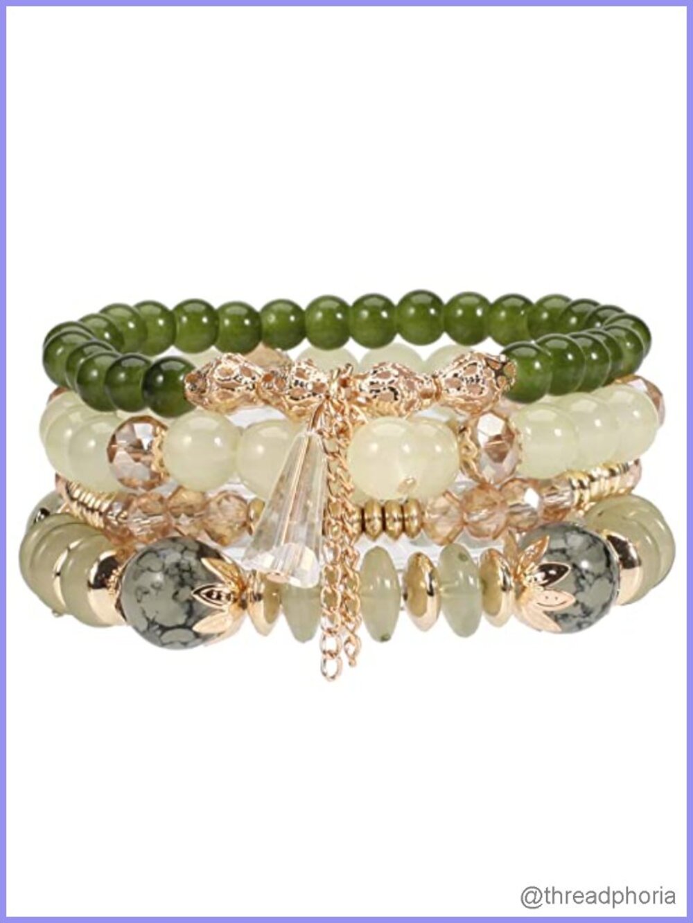 Bohemian Multilayer Stackable Beaded Bracelets Set Crystal Glass Stretch